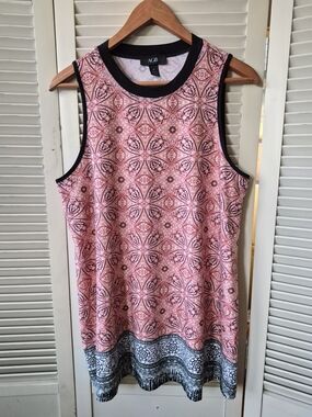 AGB Pink Printed Tank Top with Black Trim Size XL